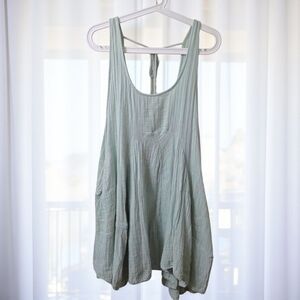 Free People Sage Green Gauze Cotton Tunic Dress | FP Beach | Size M